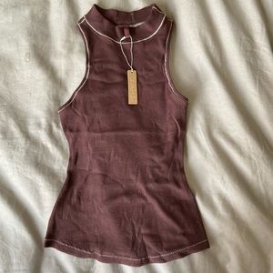 Skims Cotton Rib Mock Neck Tank